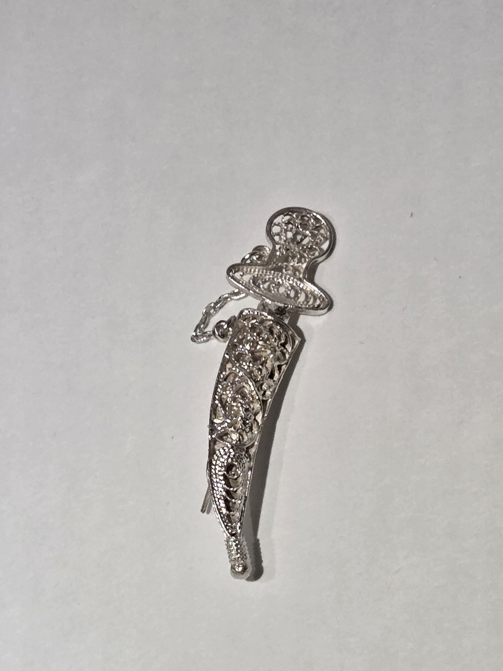 Sterling Silver Filigree Dagger Pendant Brooch